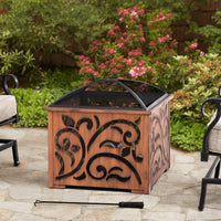 Sunjoy Outdoor Fire Pit Copper Steel Patio Fire Pit Backyard Fire Pit .